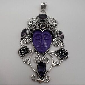 Silver Plated Sugilite Goddess Necklace Pendant